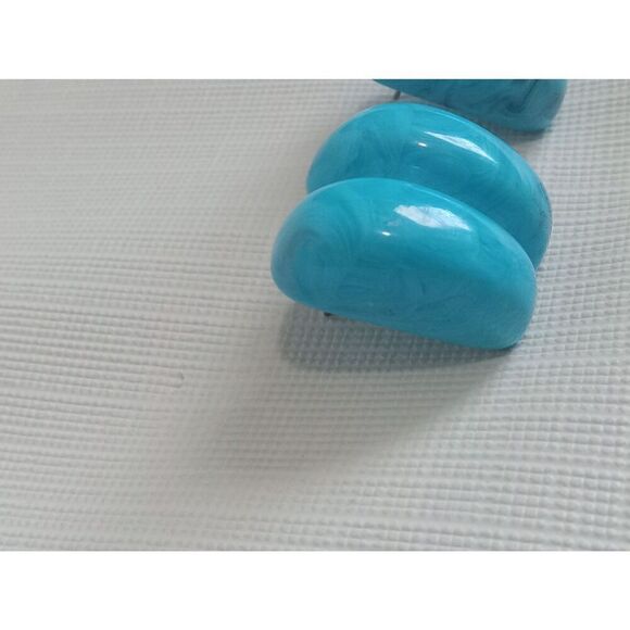 Chunky Blue Marbled Swirl Acrylic Post Backs Statement Style Fashion Earrings - Picture 3 of 9